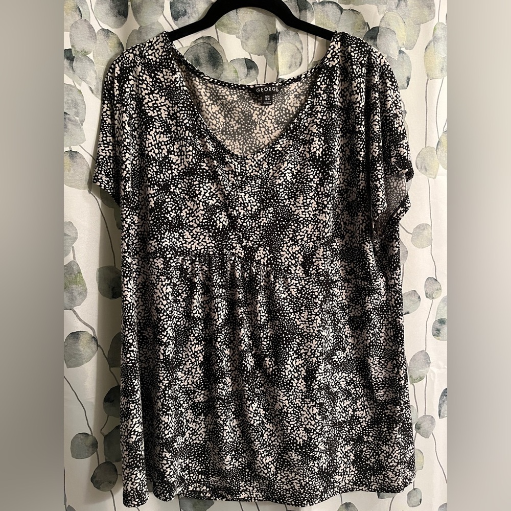 Women’s George Black & White Short Sleeve Blouse - Size 16/18